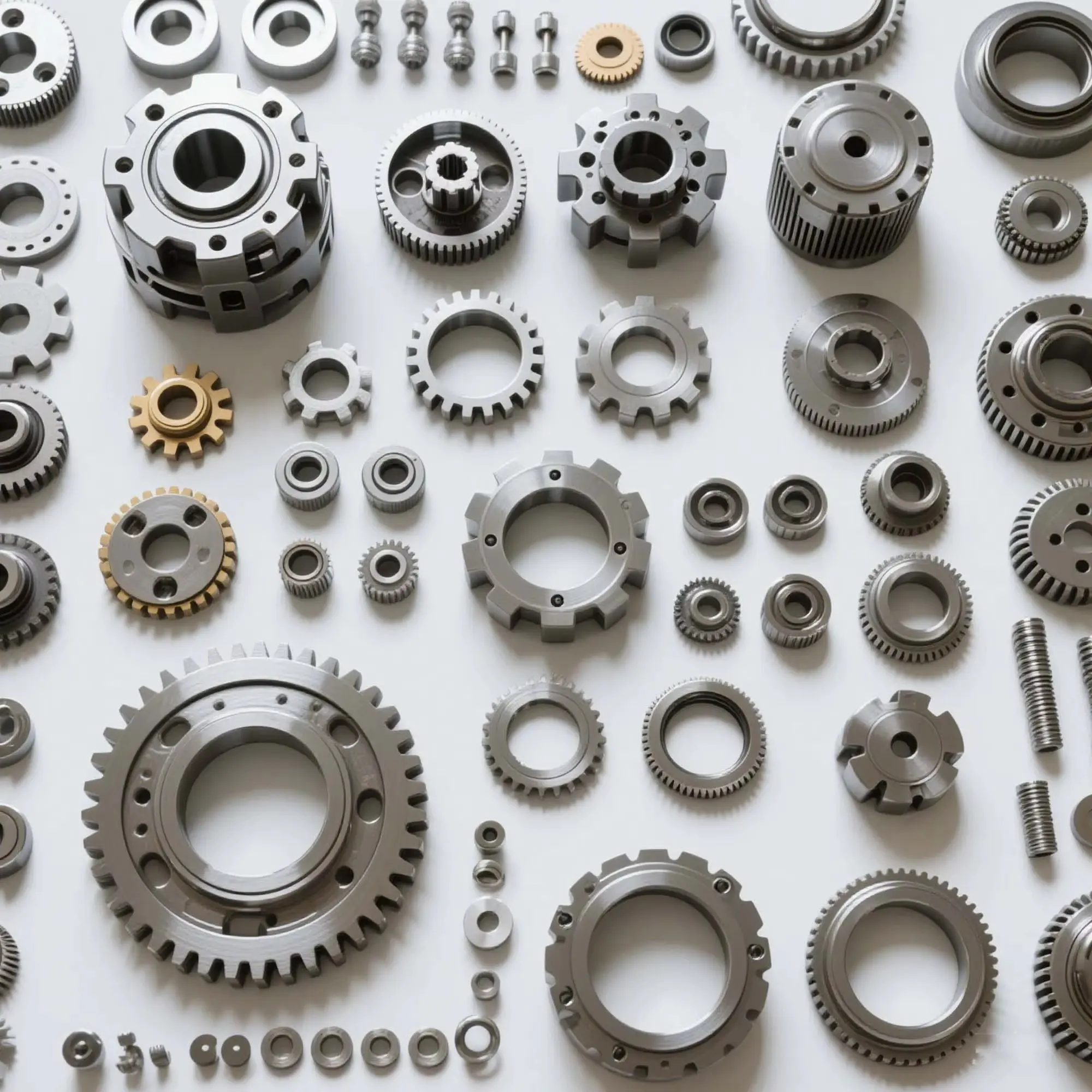 Machined components in different metals and finishes