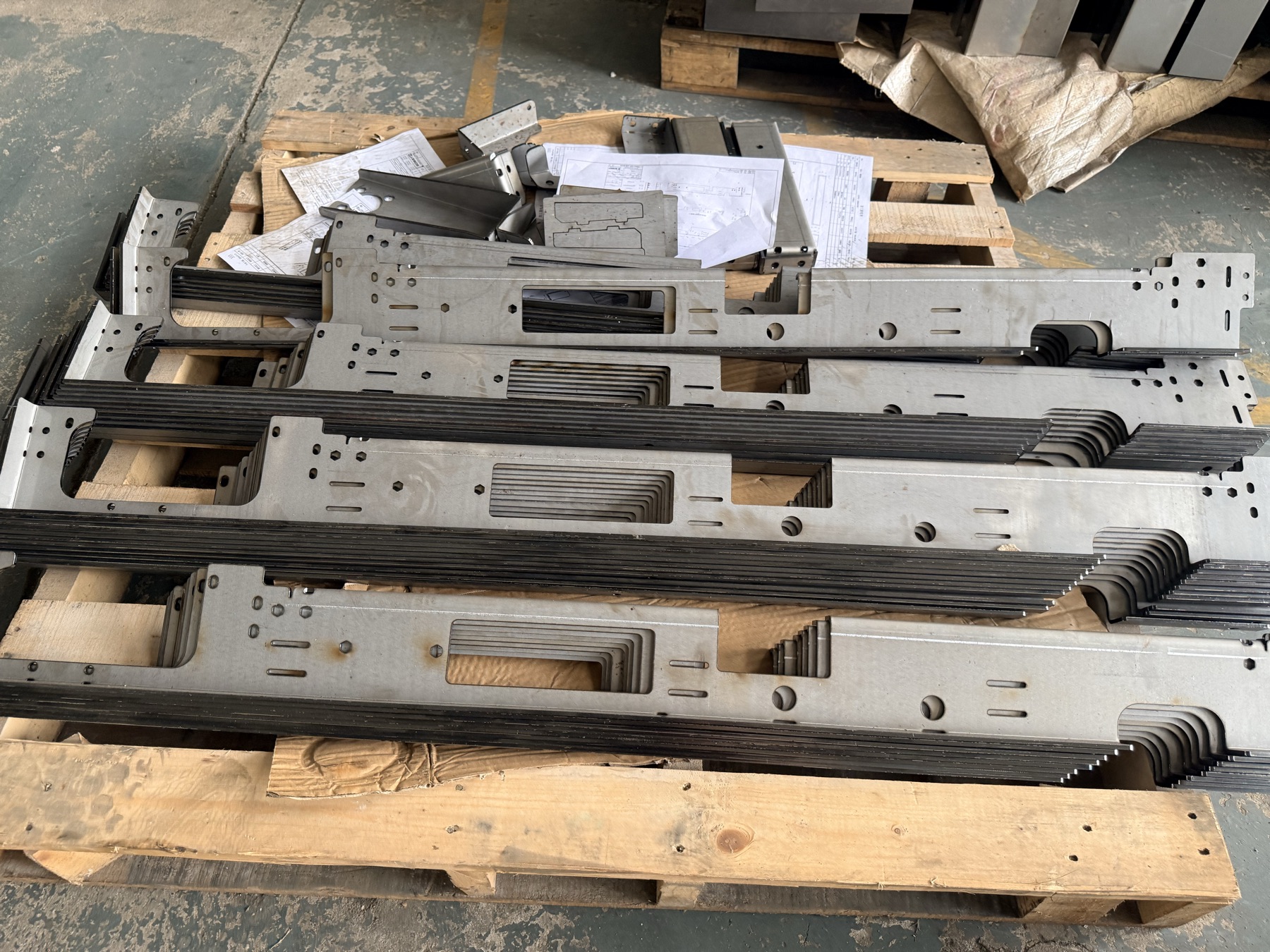 Batch of laser cut and formed sheet metal parts